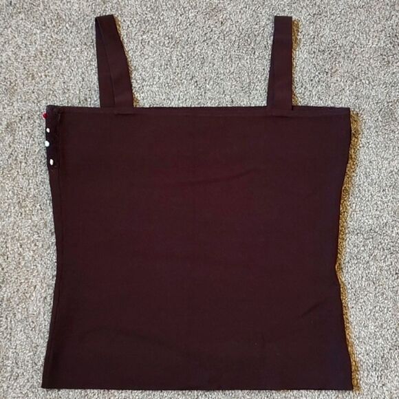 Women's Size Large Belldini Sleeveless Brown Top With Floral & Lace Detailing - Picture 6 of 10
